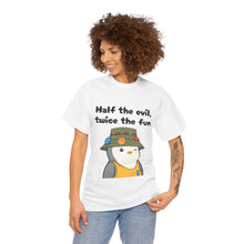 Load image into Gallery viewer, Half the Evil - Pudgy Penguins - Unisex Heavy Cotton T-Shirt