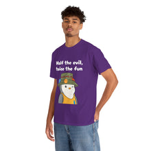 Load image into Gallery viewer, Half the Evil - Pudgy Penguins - Unisex Heavy Cotton T-Shirt
