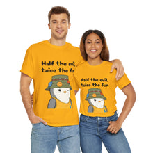 Load image into Gallery viewer, Half the Evil - Pudgy Penguins - Unisex Heavy Cotton T-Shirt