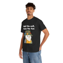 Load image into Gallery viewer, Half the Evil - Pudgy Penguins - Unisex Heavy Cotton T-Shirt
