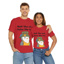 Load image into Gallery viewer, Half the Evil - Pudgy Penguins - Unisex Heavy Cotton T-Shirt