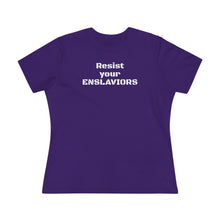 Load image into Gallery viewer, ENSLAVIORS - Women's Cotton Tee, Protest Shirt, Resistance Apparel, Social Justice Top, Feminist Statement T-Shirt