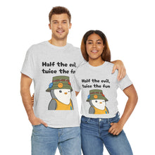 Load image into Gallery viewer, Half the Evil - Pudgy Penguins - Unisex Heavy Cotton T-Shirt

