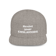 Load image into Gallery viewer, ENSLAVIORS - Stylish Resistance Flat Bill Snapback Hat, Trendy Cap for Activists, Streetwear for Everyday Wear, Gift for Protesters, Statement Accessory
