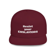 Load image into Gallery viewer, ENSLAVIORS - Stylish Resistance Flat Bill Snapback Hat, Trendy Cap for Activists, Streetwear for Everyday Wear, Gift for Protesters, Statement Accessory
