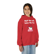 Load image into Gallery viewer, Half the Evil - Pudgy Penguins - Youth Heavy Blend Hooded Sweatshirt
