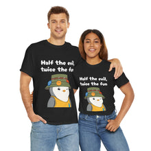 Load image into Gallery viewer, Half the Evil - Pudgy Penguins - Unisex Heavy Cotton T-Shirt
