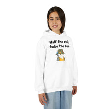 Load image into Gallery viewer, Half the Evil - Pudgy Penguins - Youth Heavy Blend Hooded Sweatshirt
