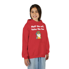 Load image into Gallery viewer, Half the Evil - Pudgy Penguins - Youth Heavy Blend Hooded Sweatshirt
