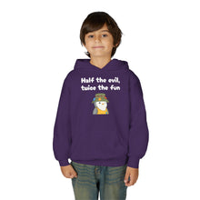 Load image into Gallery viewer, Half the Evil - Pudgy Penguins - Youth Heavy Blend Hooded Sweatshirt
