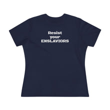 Load image into Gallery viewer, ENSLAVIORS - Women's Cotton Tee, Protest Shirt, Resistance Apparel, Social Justice Top, Feminist Statement T-Shirt
