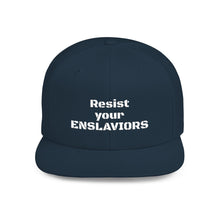 Load image into Gallery viewer, ENSLAVIORS - Stylish Resistance Flat Bill Snapback Hat, Trendy Cap for Activists, Streetwear for Everyday Wear, Gift for Protesters, Statement Accessory
