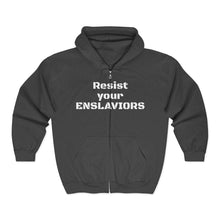 Load image into Gallery viewer, ENSLAVIORS - Unisex Heavy Blend™ Full Zip Hooded Sweatshirt - Statement Hoodie for Activists, Casual Wear, Gift for Friends, Cozy Sweatshirt, [...]
