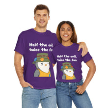 Load image into Gallery viewer, Half the Evil - Pudgy Penguins - Unisex Heavy Cotton T-Shirt
