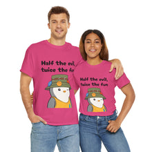 Load image into Gallery viewer, Half the Evil - Pudgy Penguins - Unisex Heavy Cotton T-Shirt
