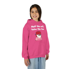 Load image into Gallery viewer, Half the Evil - Pudgy Penguins - Youth Heavy Blend Hooded Sweatshirt
