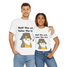 Load image into Gallery viewer, Half the Evil - Pudgy Penguins - Unisex Heavy Cotton T-Shirt
